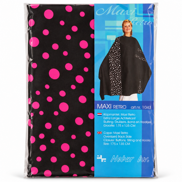 Nebur Kapmantel Maxi Retro Zwart-Rose - Haarmarkt.nl